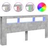 vidaXL Testata LED grigio cemento 220x18,5x103,5 cm Materiale a base di legno