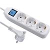Electraline 62410 Ciabatta a 3 prese Schuko con interruttore ON/FF, cavo 1,5 m, sezione 3G1, spina extra piatta, colore bianco, 250 V
