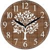 DRW Orologio da parete rotondo albero della vita in legno marrone e bianco 29 x 29 x 3,5 cm