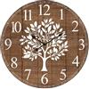 DRW Orologio da parete rotondo albero della vita in legno marrone e bianco, 60 x 60 x 3,5 cm