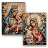 DRW Set 2 quadri Quadro Madonna con bambino stile mosaico geometrico con cornice dorata 52x2x72 cm