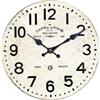 DRW Orologio da parete rotondo in legno MDF bianco invecchiato e nero 29 x 29 x 3,5 cm
