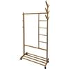DRW Appendiabiti Asino in Legno con Ruote in Naturale 170 x 75 x 35 cm