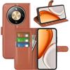 Fertuo Cover per Honor Magic 8 Lite 5G, Custodia Portafoglio Cover a Libro in Pelle Flip Case Sottile con Silicone Bumper, Fibbia Magnetica, Porta Carte e Kickstand, Marrone