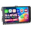 Hikity [4+64GB] per VW Golf 5 6 Passat Polo Tiguan Touran Caddy Skoda Seat Autoradio Android con Touch Screen da 9 Pollici, Radio Carplay Android Auto GPS/Mirror Link/Hi-Fi/Bluetooth Backup Camera