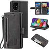 UEEBAI Custodia per Samsung Galaxy A72 4G, Portafoglio in Pelle PU Retro Antiurto Flip Cover Antiurto con Slot per Schede Funzione Stand Chiusura Magnetica - Nero