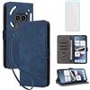 IUQXU Cover per Nothing Phone 2a 5G/Phone 2a Plus 5G Libro con Pellicola Vetro Temperato [Blocco RFID] Antiurto Supporto Custodia in Pelle Portafoglio per Nothing 2a+ Phone2a Plus Blu