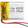 Liter energy battery Batteria 402025 LiPo 3.7V 135mAh 0.499Wh 1S 5C Liter Energy Battery per l'elettronica Ricaricabile Telefono Portatile Video Luce LED GPS - Non adatto per Radiocomando 27x20x4mm (135mAh|402025)