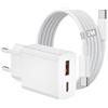Poukey Caricatore per iPhone 17/17 Pro/Air/17 Pro Max/16e/16 Plus/16 Pro/16 Pro Max/15/iPad Air, 20W Caricabatterie iPhone Caricatore USB C Ricarica Rapida Alimentatore Presa USB C con Nylon Cavo USB C 2M