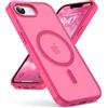 Oududianzi-Cover per iPhone 16e/17e Compatibile con MagSafe, Custodia Traslucida Posteriore PC Silicone TPU Bumper, Protezione Della Fotocamera, Cover Militare Antiurto Anti-Impronte-Rose Rosso