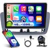 VECHTEL 4G&128 G 9 Autoradio per Seat Ibiza 2012-2015 con Carplay Android Auto Wireless,EQ,Mirror link,Bluetooth RDS/FM Radio,Wi-Fi GPS Navi,Telecamera posteriore AHD