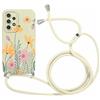 Foonary Cover con Cordino per Samsung Galaxy A53 5G 6,5, Custodia con Aesthetic Motivo Laccio Collana Tracolla, Silicone Antiurto Protezione Bumper Phone Case per Samsung A53 5G, Fiore 01