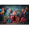 YongFoto 2,5x1,8m Circo Sfondo fotografico Tenda Rossa Bandiera Triangolare Pallone Stage Vintage ▾ Foto sfondo per bambini Notte di Carnevale Oggetti di scena per servizi fotografici in studio