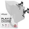 Sound bass 2 x PLAY 3 Installazione a parete, meccanismo Pin & Tilt regolabile, Staffa singola, Compatibile con SONOS Play: 3 Box con accessori di installazione, Nero, Progettato nel Regno Unito
