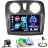Hikity 4+64GB Android 15 Radio Wireless Carplay Android Auto per Renault Dacia SANDERO 2014-2017 con Touch Screen da 9 Pollici Navi GPS Mirror Link HiFi AI DSP Bluetooth Backup Camera