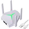 asskanaer Amplificatore WLAN, AC1200 WiFi Ripetitore Dual Band (867 MBit/s 5 GHz+300 Mbit/s 2,4 GHz) WLAN Extender con modalità ripetitore/router/AP, 2 Porte LAN, MIMO, indicatore di segnale LED