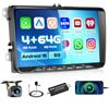 Hikity DAB/DAB+ [4+64GB] Android 15 Autoradio per VW Golf 5 6 Passat Polo Tiguan Touran Caddy Skoda Radio CarPlay Android Auto Wireless Schermo 9" Bluetooth Mirror Link Navi GPS AI DSP WiFi FM RDS SWC