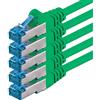 1aTTack.de CAT6 Gigabit Cavo di rete LAN - 5x 2m 1000 Mbit/s - RJ45 verde | 1m 2m 3m 5m 10m, RJ45 alta velocità, cavo Ethernet schermato per gaming, modem, router, PC e switch
