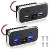 Linkstyle Confezione da 2 Presa Pannello 62W con Interruttore - Porte USB-A e Tipo-C per Auto, Camion, Barca, Camper 12V/24V