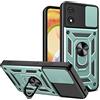 ESTH® Custodia per Motorola Moto E13 4G con Custodia per Fotocamera Scorrevole e Supporto ad Anello [Cover Paraurti Compatibile con Supporto Magnetico per Auto], Verde
