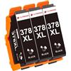 Clywenss Compatibili 378XL 378 XL Cartucce d'inchiostro Nero per Epson Expression Photo XP-8500 XP-8505 XP-8600 XP-8605 XP-8606 XP-8700 XP8500 XP8505 XP8600 XP8605 XP8606 XP8700 Stampante, 3-Nero