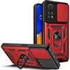 ESTH® Cover per Xiaomi Redmi Note 12 Pro 4G con Custodia per Fotocamera Scorrevole e Supporto ad Anello [Custodia Paraurti Compatibile con Supporto Magnetico per Auto], Rosso