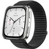 GIOPUEY Cinturini Compatibile con Amazfit Active 2 Square, Nylon Traspirante Sport Loop Cinturino in Morbido Nylon Intrecciato Strap Band - Black