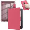 GIOPUEY Cover Compatibile con Kobo Clara Colour/Clara BW/Clara 2E, Flip Pelle + PC TPU Trasparente Case con Cinturino Guscio Rigido Posteriore - Rose Red