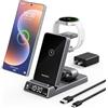 Elecdov Caricatore Wireless 3 in 1 per Samsung S26/S25 Ultra/S24, Stazione di Ricarica per Samsung Z Flip 7/Z Fold 6, Base Ricarica Wireless per Samsung Galaxy Watch 8/Ultra/7/6, Galaxy Buds 4/3