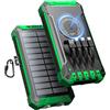Genmifly Power Bank Solare 26800mAh con 4 Cavi, Caricabatterie Solare Portatile Wireless Batteria Esterna USB-C 15W Ricarica Rapida 6 Uscite 3 Ingressi per Telefono, Power Bank con Torcia, Moschettone