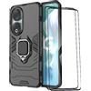 ESTH® Custodia per Honor 90 con 2 Pezzi Pellicola Protettiva, 360° Rotante Staffa [Compatibile con Supporto Magnetico per Auto], Cover Paraurti PC+TPU, Nero