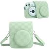HIYQIN Custodia per Fotocamera Compatibile con Fujifilm Instax Mini 12, Borsa per Fotocamera Stile Scacchiera per Polaroid Instax Mini 12 - Verde Menta