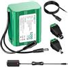 Palogreen 12.6V 5200mAh DC Batteria per 12V Apparecchi, con 2 Pezzi Cavo di Alimentazione DC per strisce LED, lettori MP3, router, DVD portatili, fotocamere, videocamera, DIY