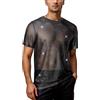 AIEOE Camicia a rete glitterata da uomo a rete trasparente top scintillante maglietta a maniche corte elasticizzata lucida Clubwear, Nero , L