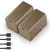 NEEWER 2 Batterie di Ricambio 4400mAh per NP-F750, 4H Carica Completa Porta/Cavo USB C, Batteria Ricaricabile per Fotocamera Videocamera Luce Video Monitor, Compatibile con Sony NP-F550 F750 F950 F970