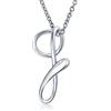 Bling Jewelry Lettera G Alfabeto Corsivo Script Iniziale Collana Pendente Per Le Donne .925 Argento Sterling 18 Pollici