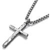 Sllaiss Collana Uomo Argento 925 con Croce Martellata e Catena Acciaio Inox 316L per Ragazzo Pendente Piccolo Minimalista Sottile Argento Crocifisso Collane Uomini Senza Nichel 26 Pollici
