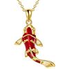 YFN Koi - Collana da donna in argento Sterling con pesce rosso, idea regalo per gli amanti del pesce, 26.9*12.6 mm, Argento sterling, Nessuna pietra preziosa
