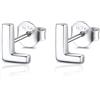 FOCALOOK Orecchini Donna Argento 925 con Lettera L - Orecchini Iniziale Argento per Donna e Bambina