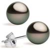 Secret & You Orecchini di Perle Coltivate Tahiti Nere Rotonde di 8-8,5 mm SECRET & YOU - Orecchini da donna in Argento Sterling