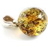 amber-us Ambra rotondo perla pendente colore verde/nero con fiocco in argento sterling 925 | Collana con ciondolo in ambra baltica | Gioielli in ambra, 15 mm, Argento Ambra argento