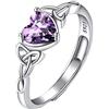 Suplight Anello Celtico Argento 925 Donna Regolabile Pietra Cuore Ametista Febbraio Confezione Regalo