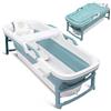 SereneLife Vasca da Bagno Portatile per Adulti, 150 x 60 x 58 cm, Spa Portatile Domestica, Relax Pieghevole, Vassoio, Borsa e Tubo di Scarico, Docce Fredde, Antiscivolo, Leggera, Uso Interno/Esterno
