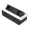 Emuca - Blocco multipresa a scomparsa da incasso nella scrivania, ciabatta multipresa (spina EU tipo F, USB A+C, RJ45 e HDMI), 265x120mm, bianco
