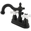 Kingston Brass KB1605PX Heritage 4-Inch Centerset Lavatory Faucet with Porcelain Cross Handle, Oil Rubbed Bronze, Oil-Rubbed Bronze