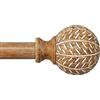 Gormena Bastone per tende per finestre, in legno, regolabile, 80-148 cm, diametro 2,54 cm, asta per finestra in stile bohémien, resistente, con terminali a foglia in finto legno, colore legno naturale