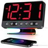 Venchin Sveglia da Comodino: Sveglia LED con Numeri Grandi 5 Suoni Natura 8 Luci Notturne 4 Livelli di Luminosità Controllo Vocale USB Ricaricare Snooze e 12/24 Ore Orologio da Tavolo Digitale a Corrente