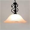 Licht-Erlebnisse Lampada a sospensione in metallo vetro nero bianco tavolo da pranzo soggiorno Ø40 cm E27 max. 60 W basso abbagliante rustico casa a sospensione interno DOROTHEA