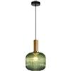 MZStech Lampada a sospensione moderna, lampada a sospensione in vetro verde con portalampada in rame dorato