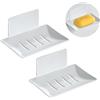 Vyranut 2 Pezzi Portasapone Autoadesivo, Senza Necessità di Foratura, Portasapone con Drenaggio, Realizzato in Alluminio Resistente alla Corrosione, Adatto per Cucine e Bagni (Bianco)
